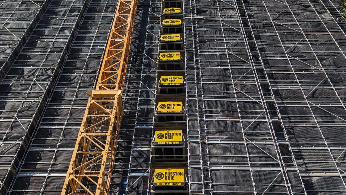 Loading platform hire Australia using SuperDeck system on active construction site