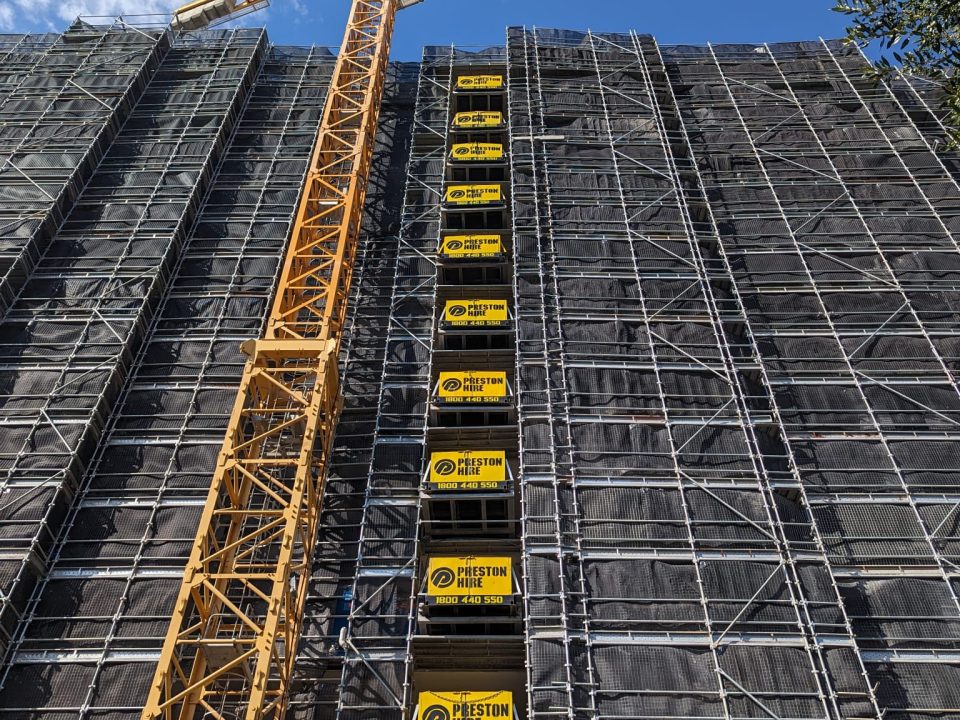 Loading platform hire Australia using SuperDeck system on active construction site